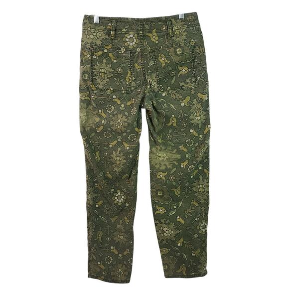 Anthropologie The Wanderer Green Floral Jeans Button Fly Cargo Pants 26 28 x 27 - Picture 3 of 4